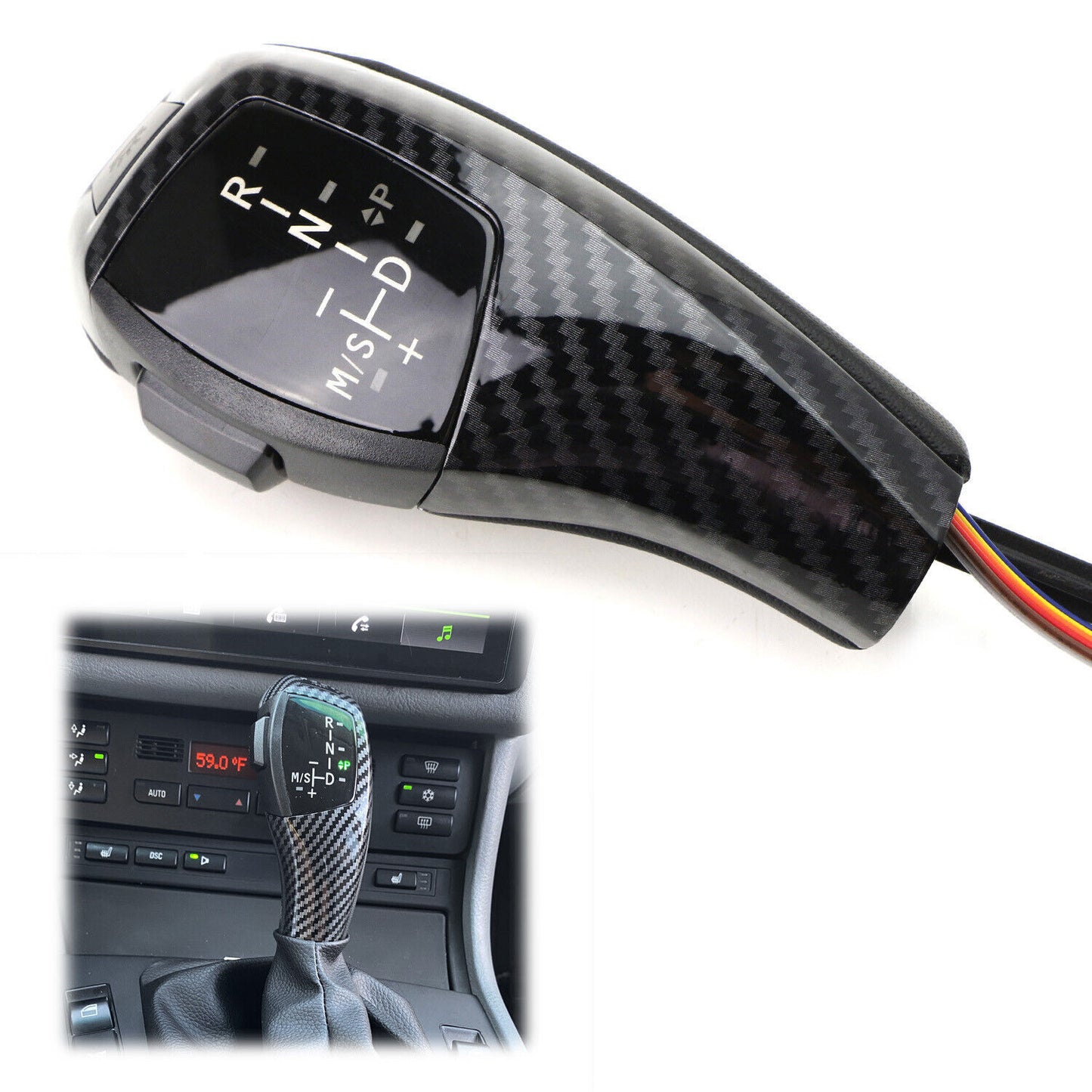 for BMW E90 E92 E93 F30 Style Carbon Fiber LED Shift Knob Gear Selector Upgrade