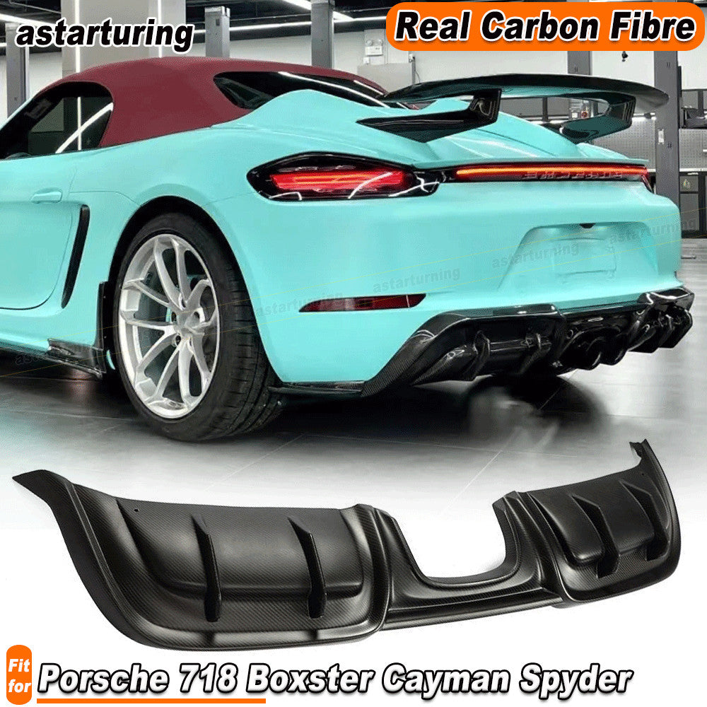 Fit for Porsche 718 Cayman Spyder Matt Carbon Rear Bumper Diffuser Lip