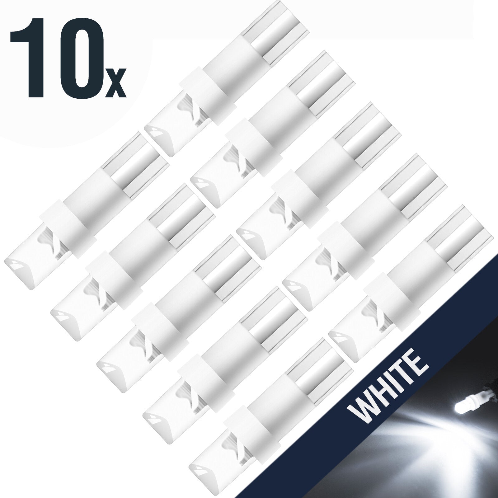 10Pc T5-1LED-B 12V Miniature Capless Wedge Car Dashboard Dash Panel Light Bulb