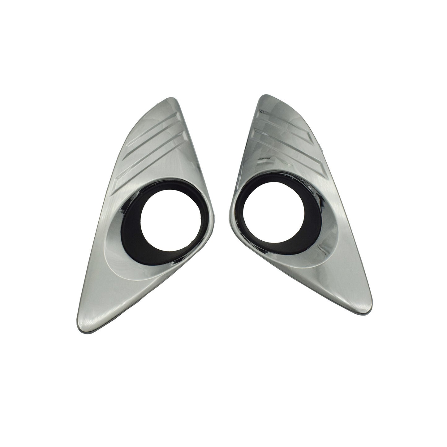 A pair of chrome fog light trim covers for left and right sides, suitable for Toyota for Camry 2012-2014.
