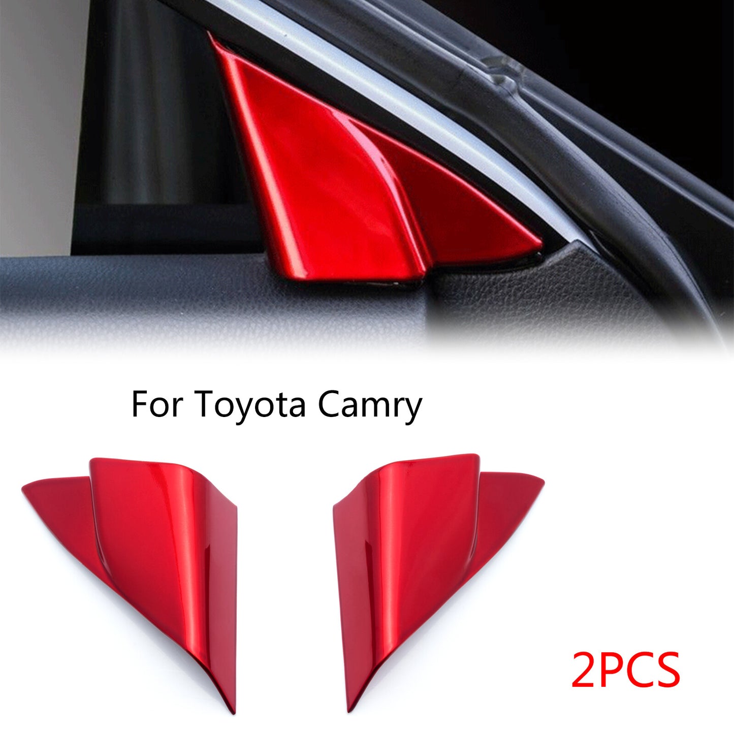 Red ABS A-Pillar Front Door Triangle Cover Trims for Toyota for Camry 2018 2019 2020