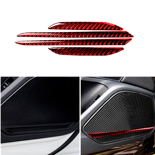 for Audi for A4 2017-2019 Red Carbon Fiber Door Loudspeaker Decorative Cover Trim