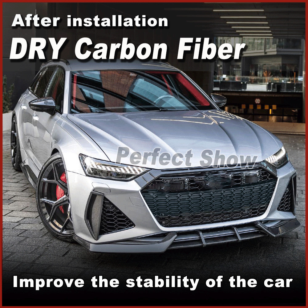 for Audi RS6 Avant 2019-2023 Dry Carbon Fiber Front Bumper Scoop Air Vent Covers