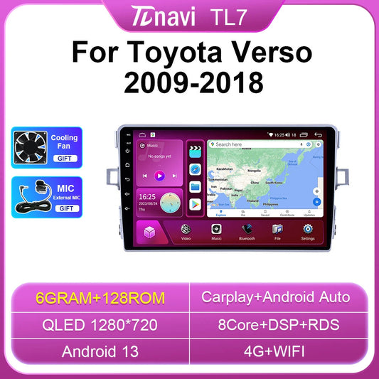 for Toyota Verso 2009-2018 Car Radio Multimedia Player Carplay GPS Stereo Screen