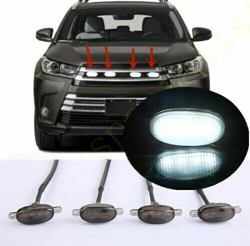 for Toyota Highlander 17-19 White Style Front Grill LED Marker Light Kit