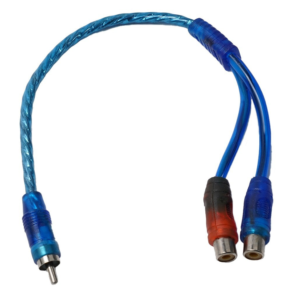 alloy 2-female to 1-centimeter splitter cable for car audio systems.