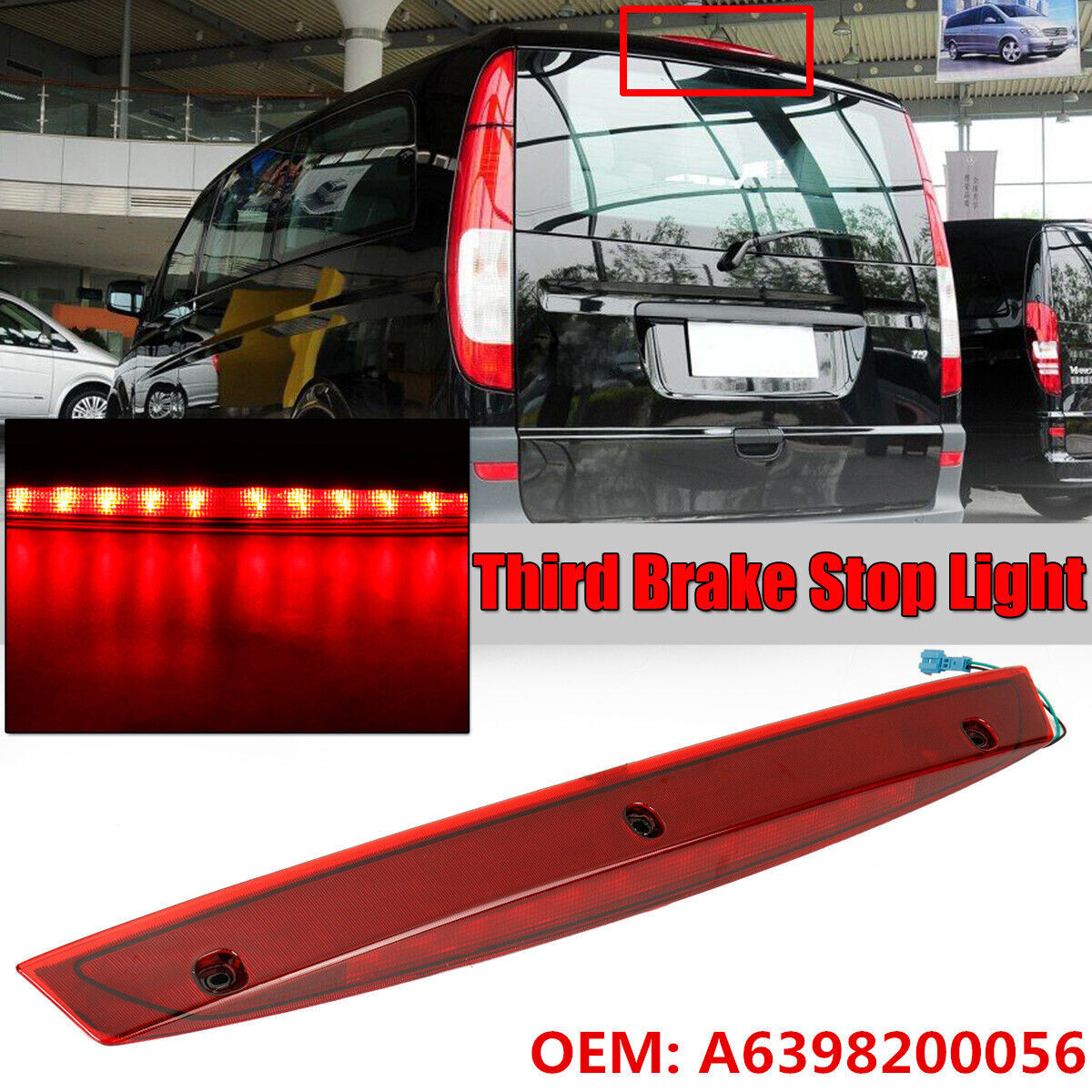 Red Lens Tail Lamp 3rd Rear Brake Light for Mercedes Benz Vito Viano W639 2003+