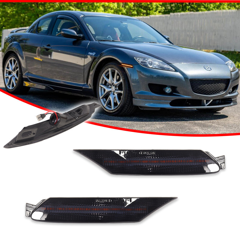 Suitable for 04-08 for Mazda RX-8 RX8 OE style smoked black amber LED front side marker lights