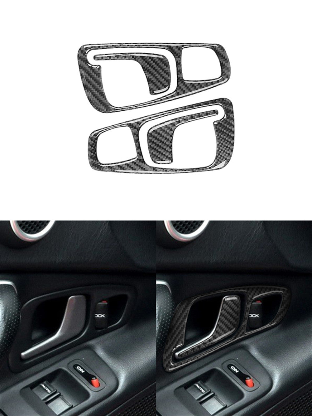 4Pcs Door Handle Switch Frame TrimCover Carbon Fiber for Honda S2000 2000-2009