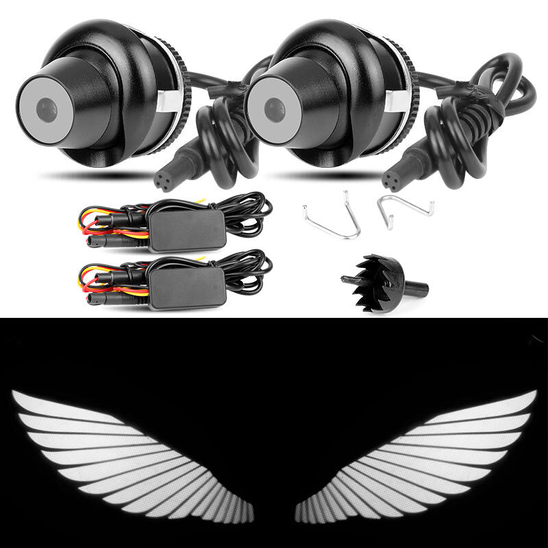 2PCS Rearview Mirror Side LED Angel Wing Light Welcome Lamp Shadow Projector NEW