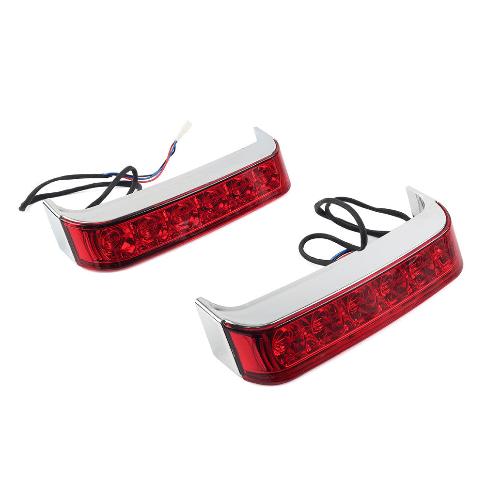 LED Saddlebag Run/Brake/Turn Light Chrome Housing/Red Lens Fit for Harley 2009-2013