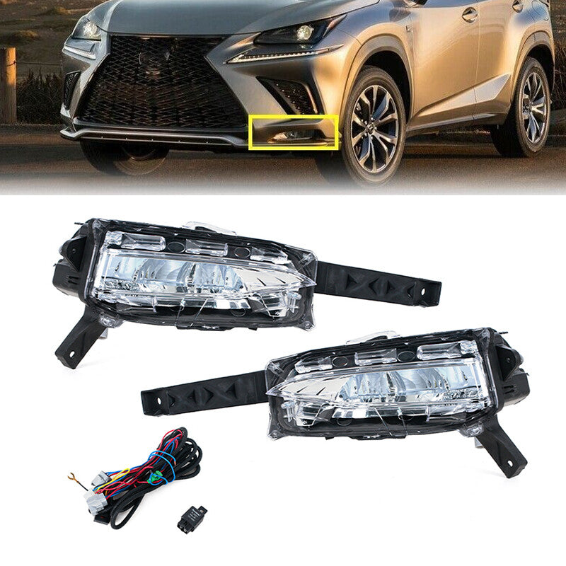 Pair Front Bumper Fog Light Headlight with wire for Lexus NX200T NX300 2018-2020