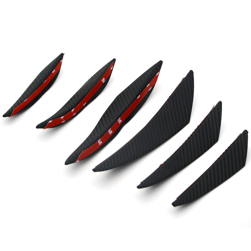 Car Front Bumper Lip Splitter Fins Carbon Fiber Pattern Body Spoiler Canard Chin