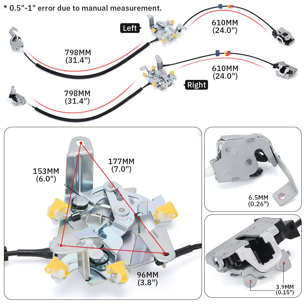 LR Rear Door Latch Lock Cable Extended Cab For 99-07 for Ford F250 F350 Super Duty