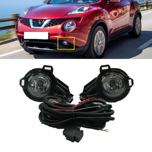 One set of fog lights, fog light covers, wiring harnesses, and switches suitable for Nissan Juke 2012-2014 DRL models.
