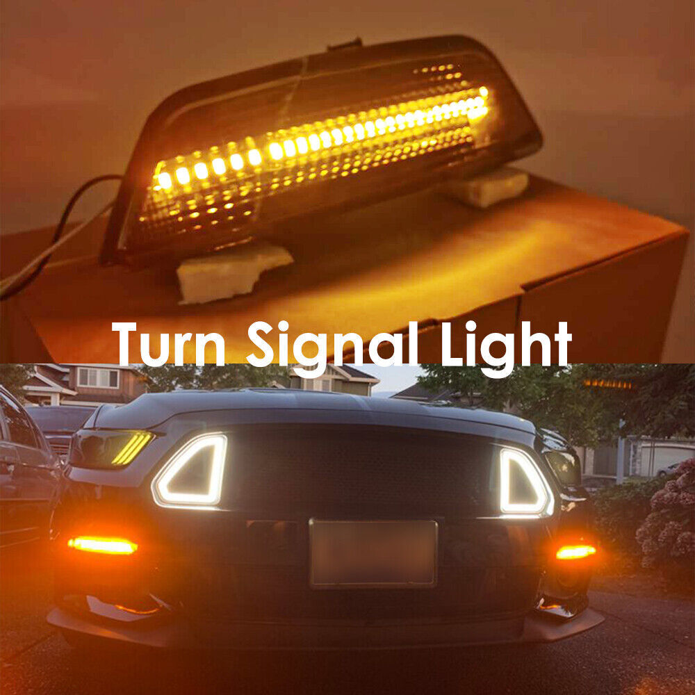 for Mustang Smoked 2015-2017 Lens Sequential LED Bumper Turn Signal Light Lamps