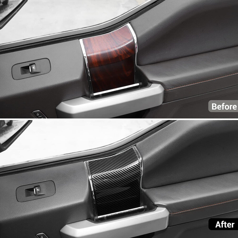 Carbon Fiber Interior Door Handle Panel Cover Trim Bezel for Ford F150 2015-2020