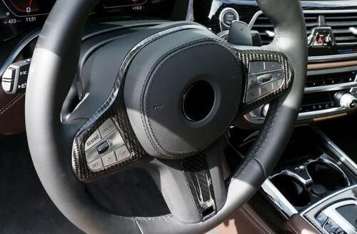 For BWM X7 G07 19-2022 Dry Carbon Fiber Interior Steering Wheel Cover Trim 2pcs