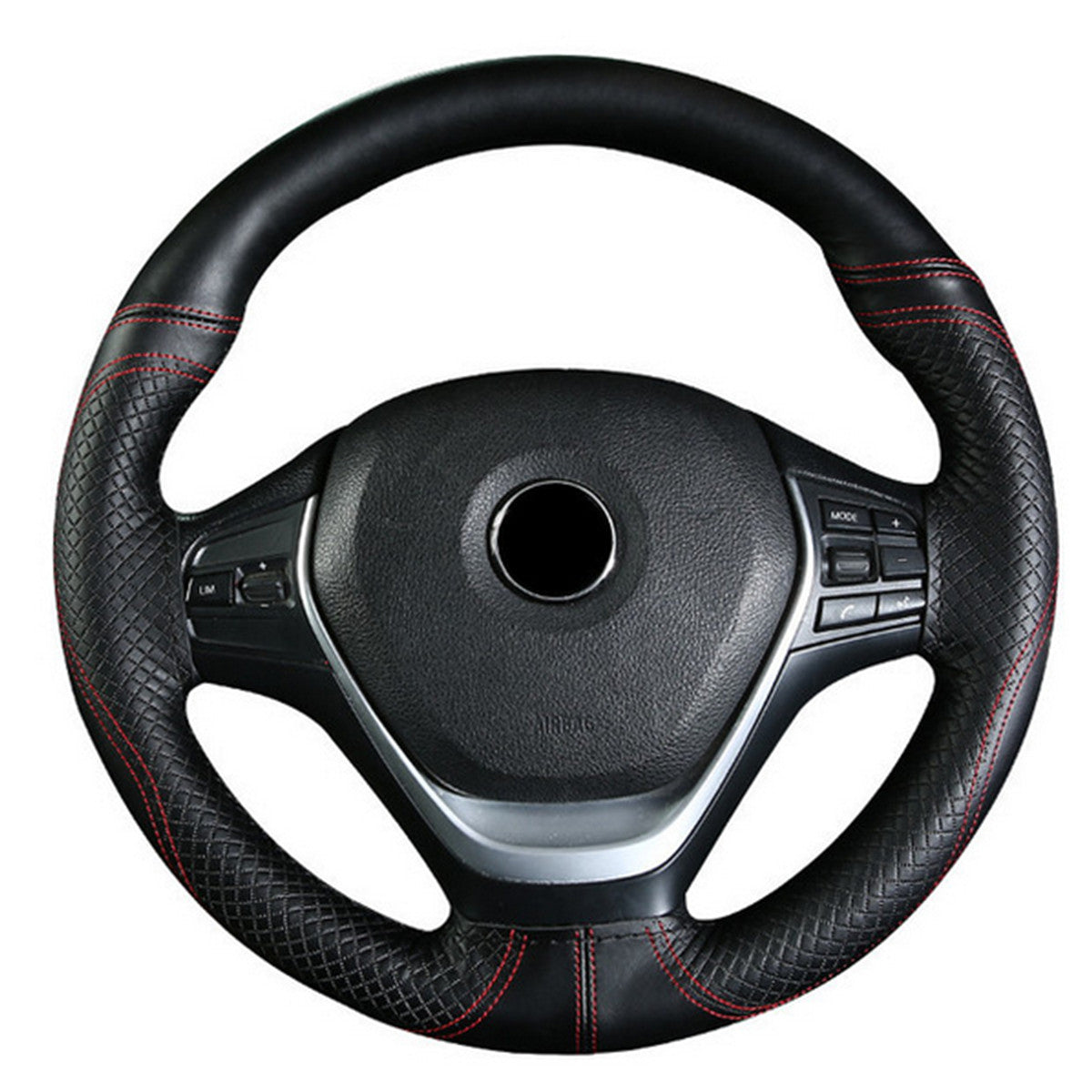 38cm 15in Car Steering Wheel Cover DIY PU Leather Wrap Needles Thread