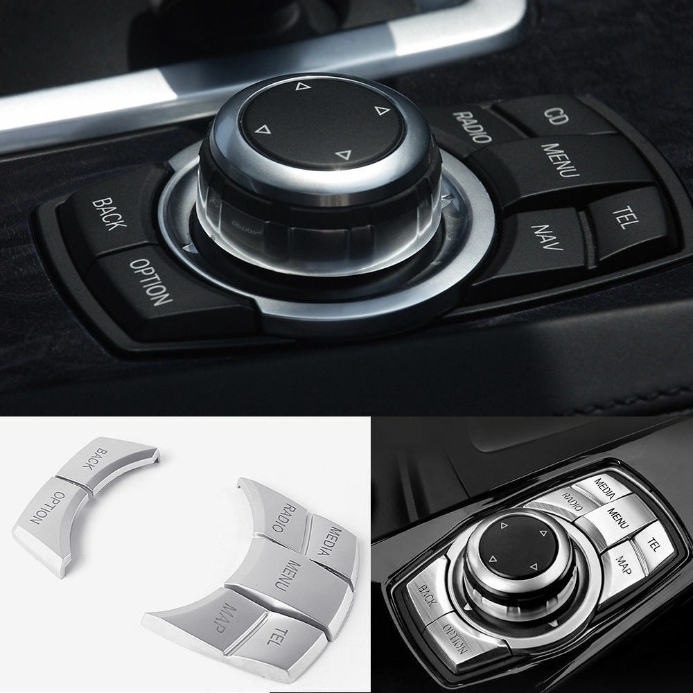 5Pcs Cover Trim for BMW 3 4 5 6 X1 X3 X5 X6 Series iDrive Multi-Media Buttons