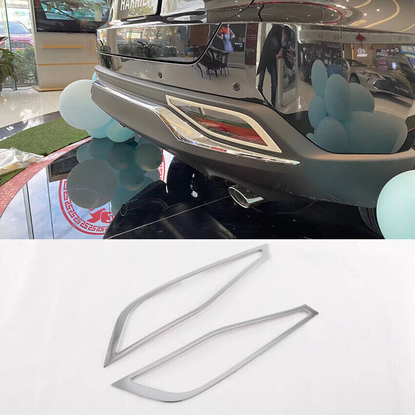 2PC Silver Rear Bumper Fog Lamp Light Frame Cover Trim for Toyota Venza 21-2024