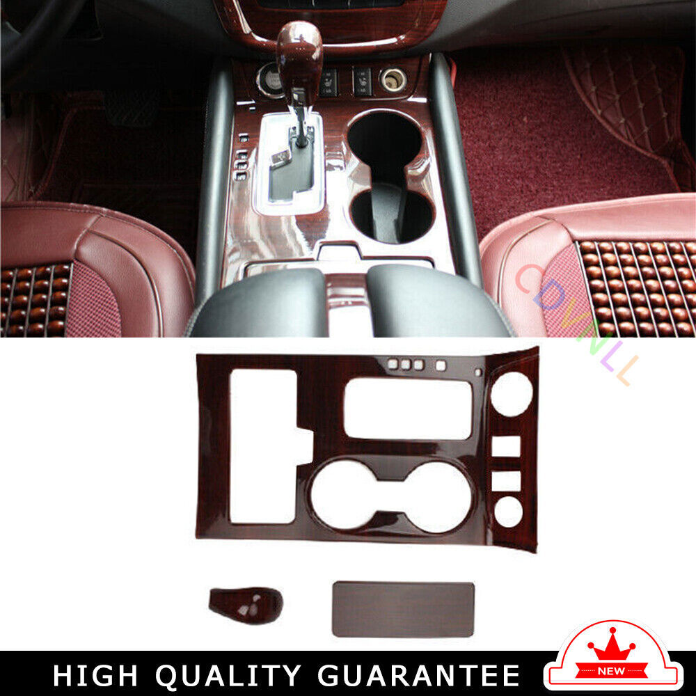 Console Gear Shift Water Cup Panel Trim for Nissan Murano 15-21 Red Wood Grain