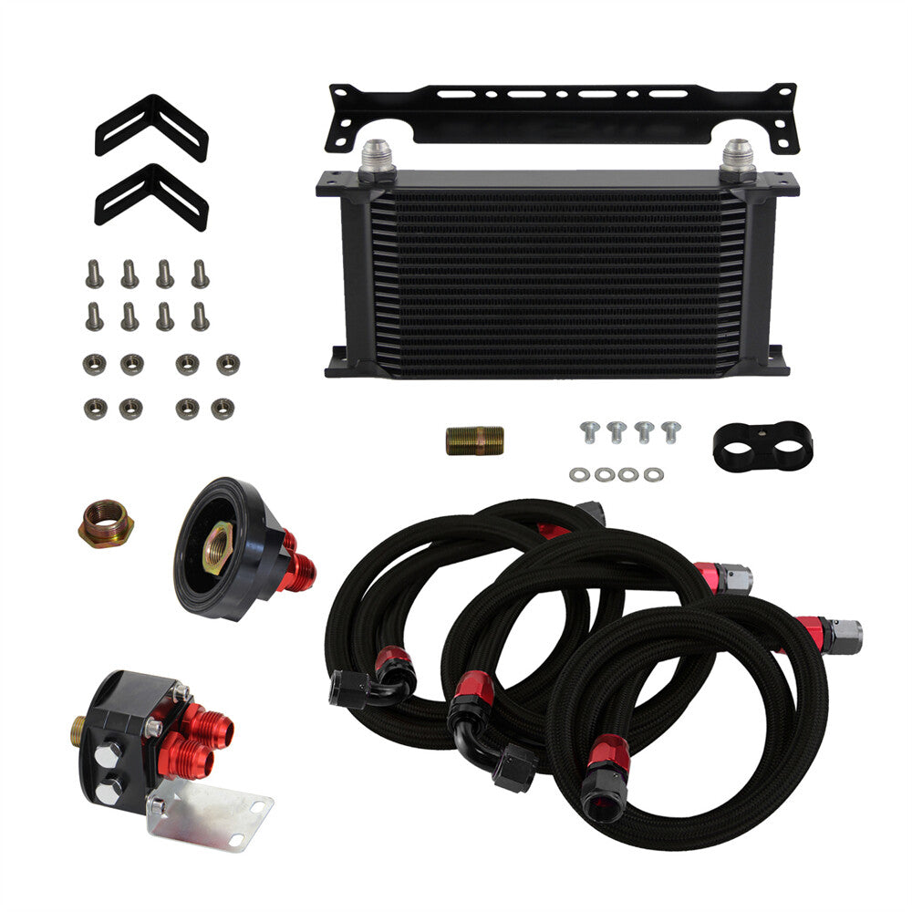 Universal 19 Row AN10 Oil Cooler Kit Relocation Adapter Bracket Kit Black