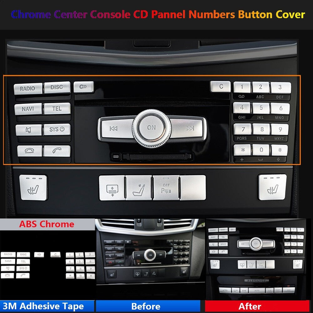22Pcs for Mercedes-Benz C218 W212 Car Console Radio CD Numbers Button Cover Trim