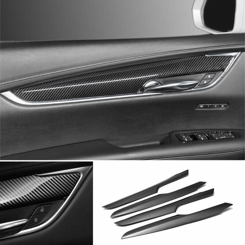 for Cadillac XT5 2016-2020 ABS Carbon Fiber Interior Door Panel Cover Trim 4Pcs