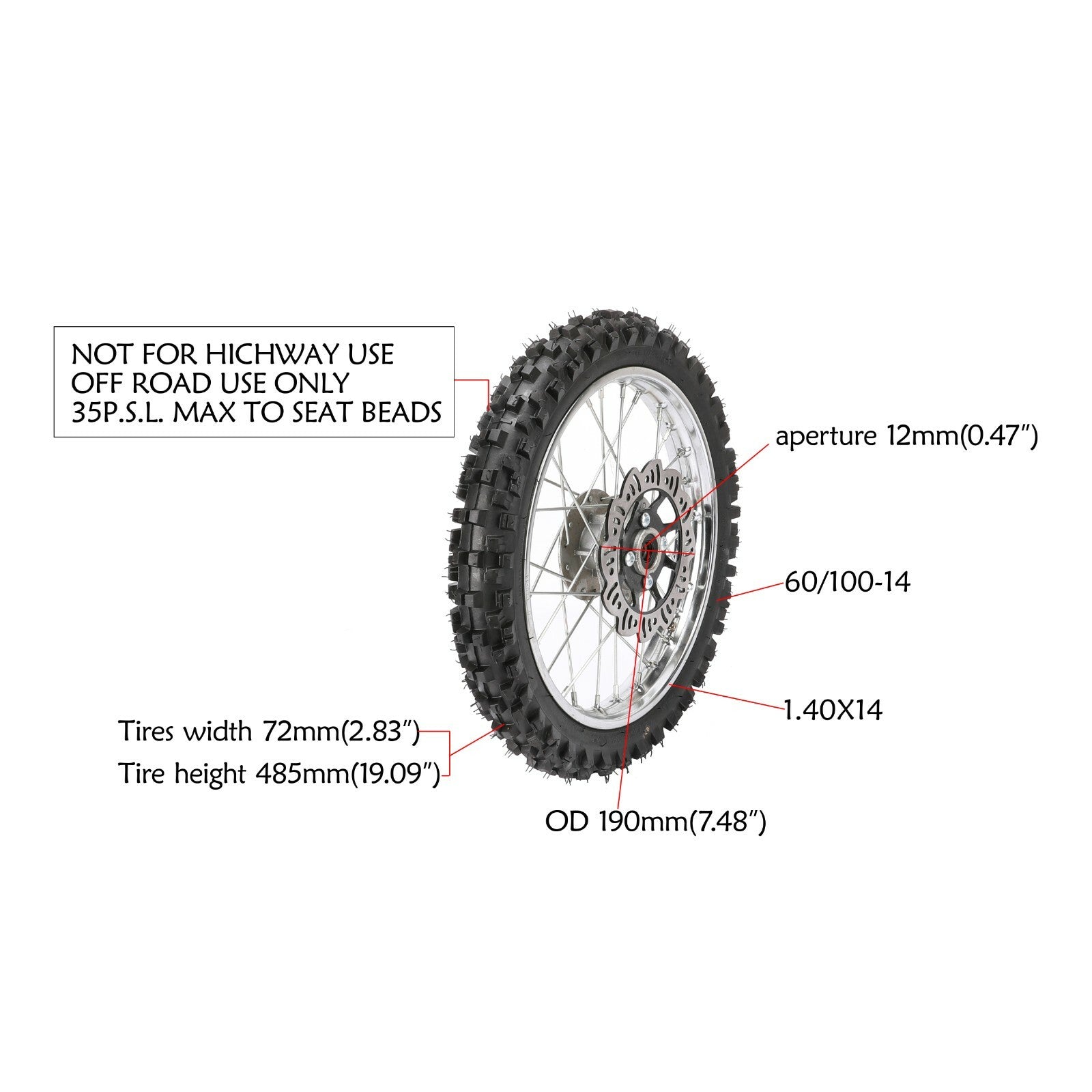 Front fork + rear swingarm + 14-inch + 12-inch wheels (80/100-12, 60/100-14 tires) - Pitbike