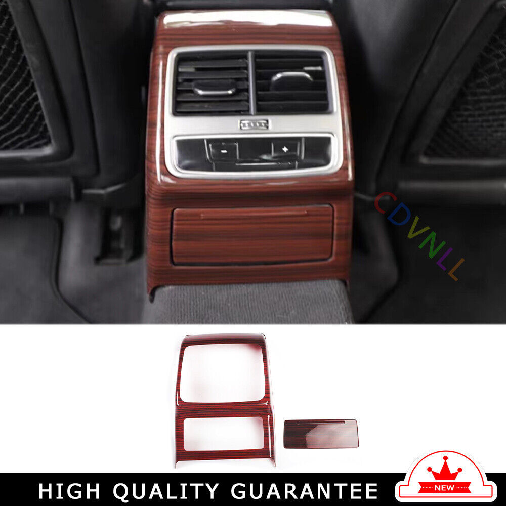 Car Inner Rear Air Outlet Vent Frame Trim 2 Fit for Audi A4L 2017-2019 Red Wood