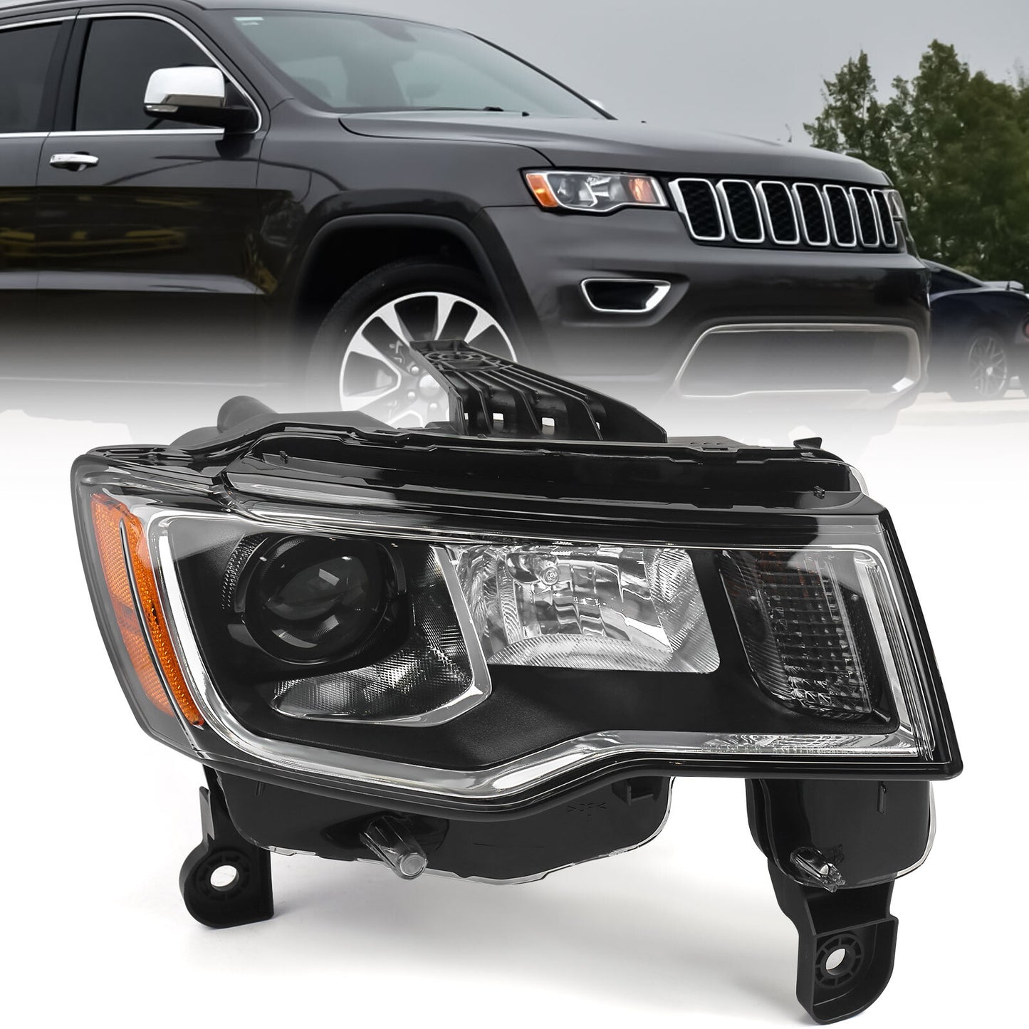Passenger Headlight For 2017-2021 for Jeep Grand Cherokee Halogen Headlamp Assembly