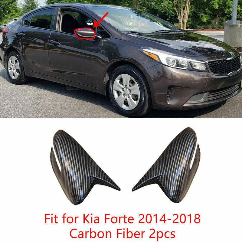 for Kia Forte K3 14-18 Carbon Fiber OX Horn Rear View Side Door Mirror Cover 2X