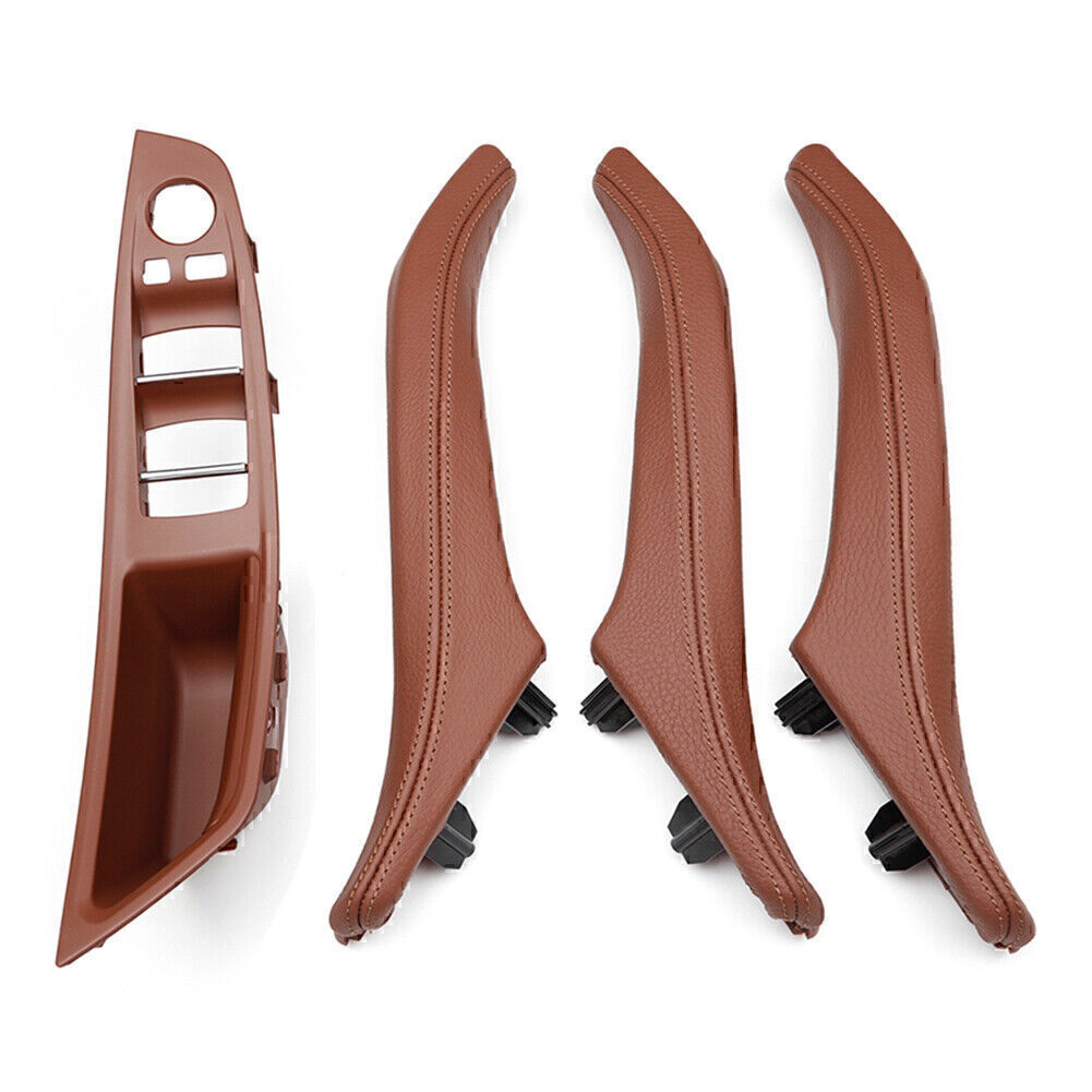 Door Trim Handle Real Leather Fit for BMW 5 series F10 F11 F18 10-17 LHD Red Brown
