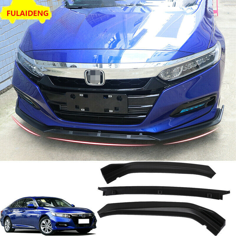 3P Black Front Bumper Lip Splitter Guard Cover Trim for Honda Accord 2018-2021