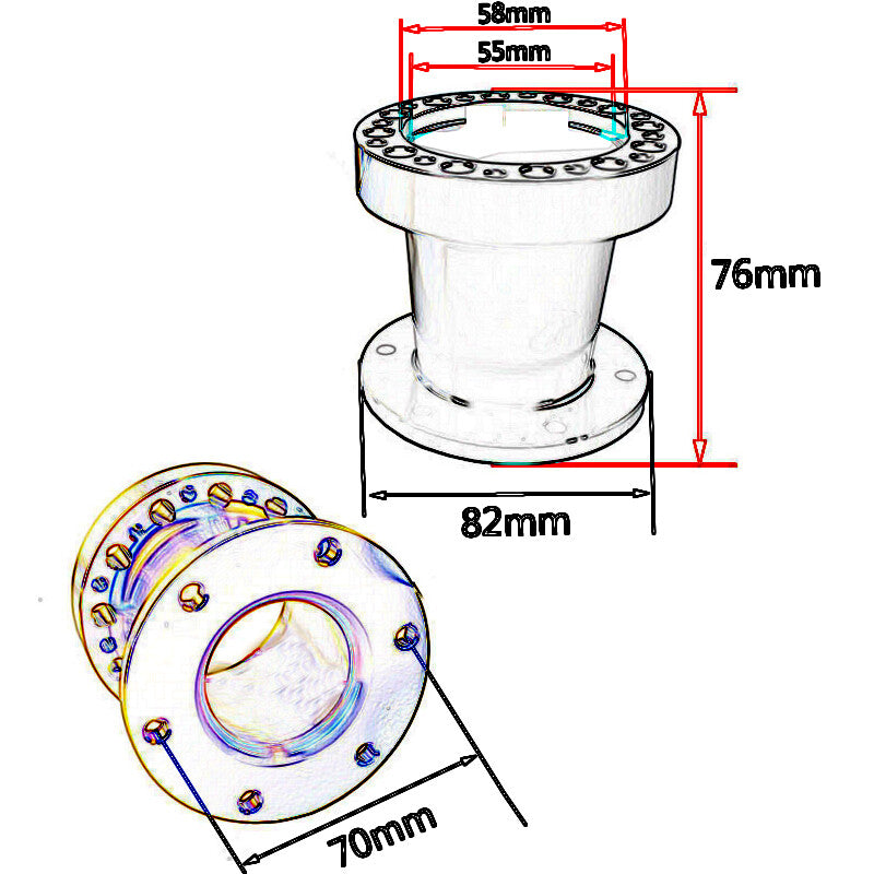 Aluminum Steering Wheel Extender Adjustable Hub Adapter 3/76mm Gold