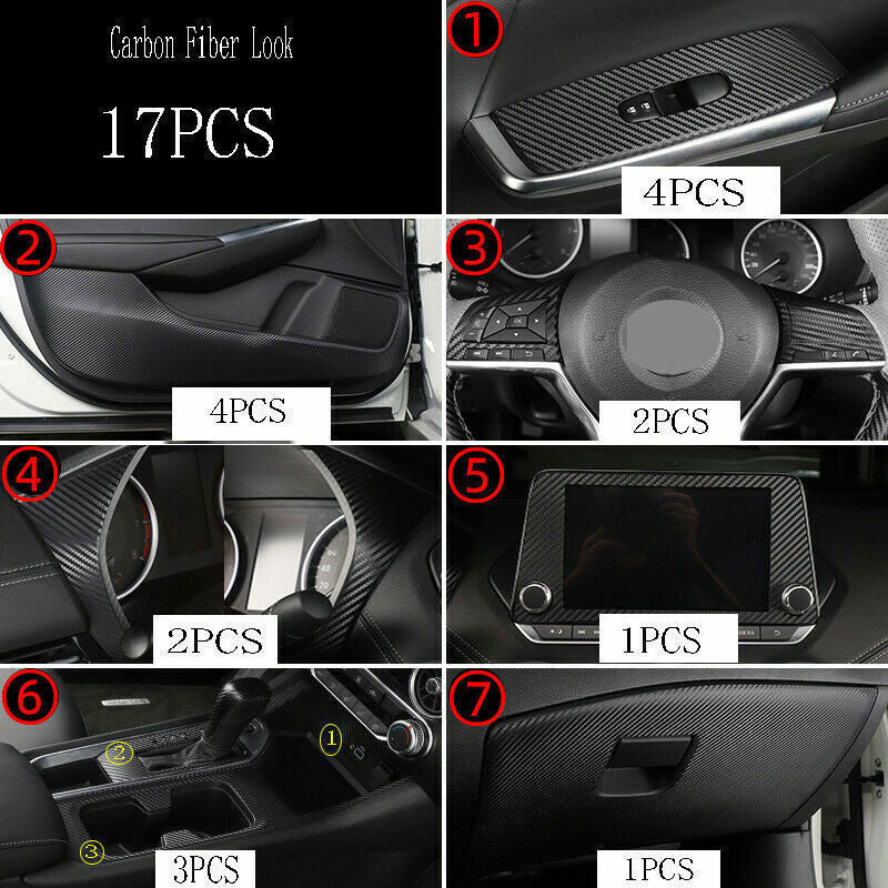 Carbon Fiber Style Interior Kit Decor Stickers Cover for Nissan Sentra 2020-2023
