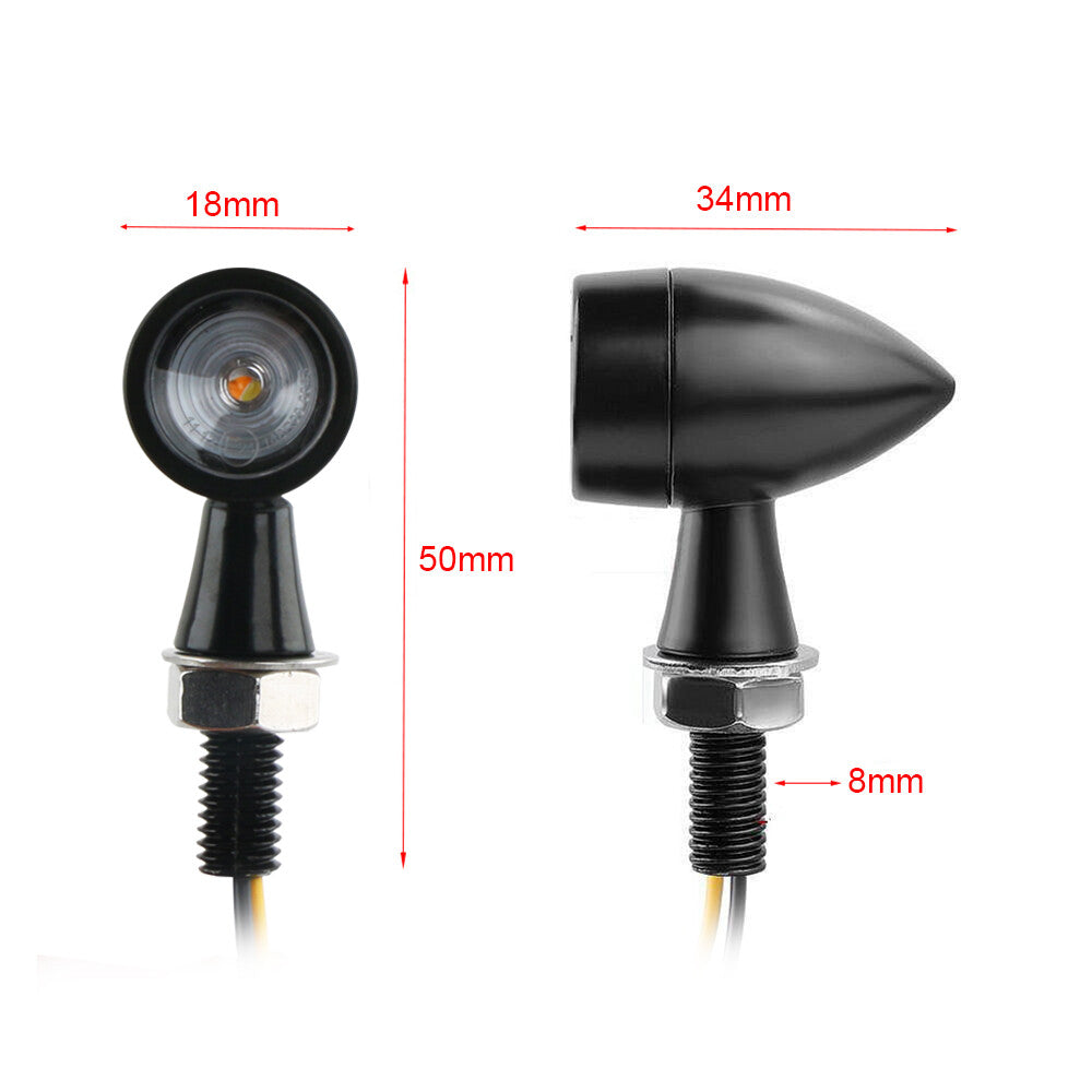 2-Piece Motorcycle LED Turn Signal Light Flashing DRL for Bobber Cafe Racer, Amber 8mm