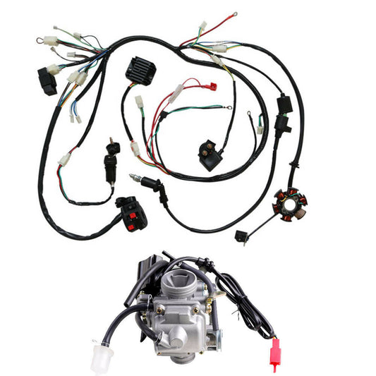 Electrics Wiring Harness Wire Stator Coil + Carburetor GY6 125cc 150cc ATV Buggy