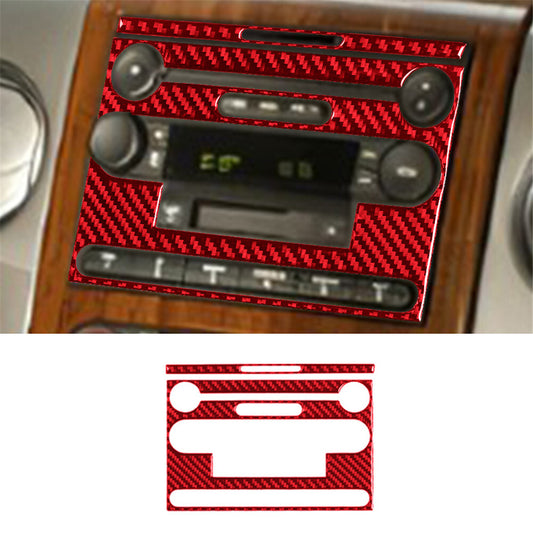 Red Carbon Fiber Interior Radio With CD Cover Trim for Ford F150 FX4 2004-2008 B