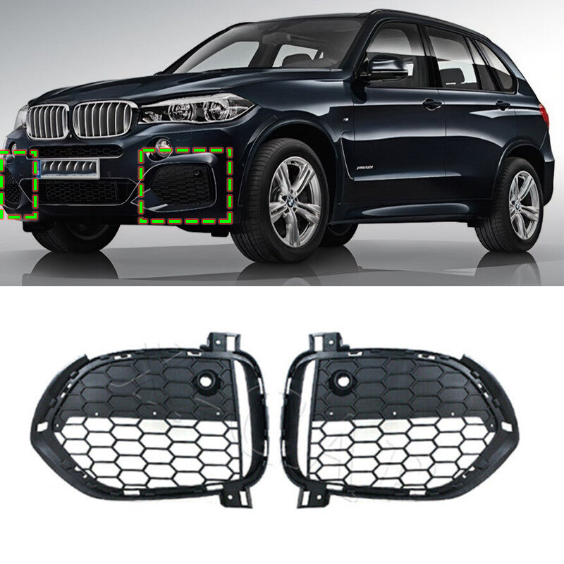 A pair of front bumper grille fog light cover frames for BMW X5 F15 2012 - 2015 M Sport.
