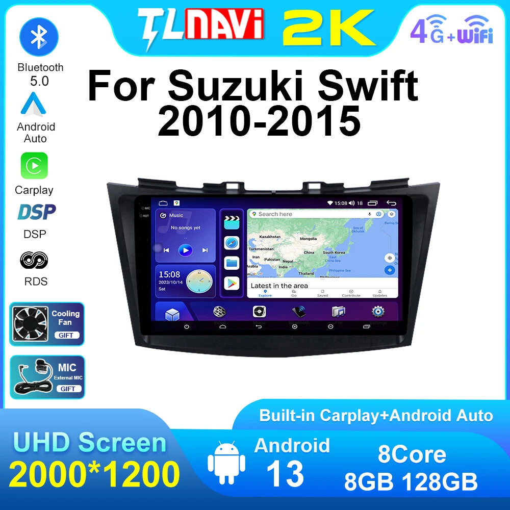 for Suzuki for Swift 2010-2015 Carplay Car Stereo Radio GPS Multimedia Player Screen