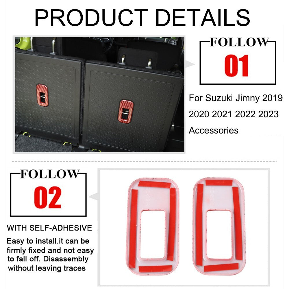 Red Carbon Fiber for Seat Safety Belt Buckle Fixed Trim for Suzuki for Jimny 2019-2023