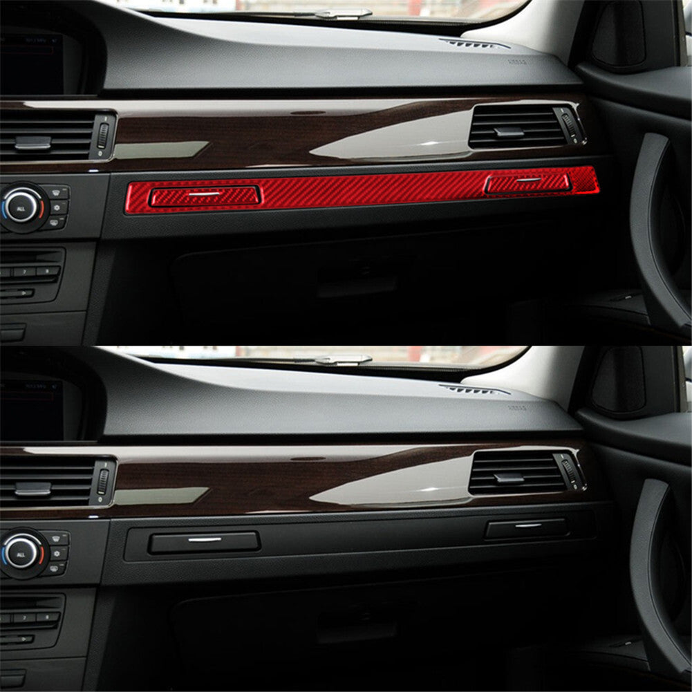 Red carbon fiber passenger beverage holder trim for BMW 3 Series E90 E92 2006-11