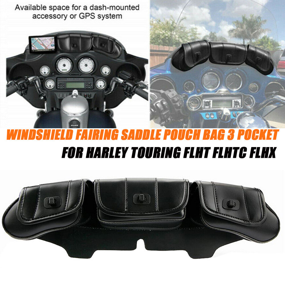 Motorcycle windshield bag saddle 3-pocket fairing for 96-13 for Harley Touring