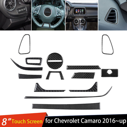 14¡ÁCarbon Fiber Center Console Dashboard Set Trim Kit for Chevrolet Camaro 2016+