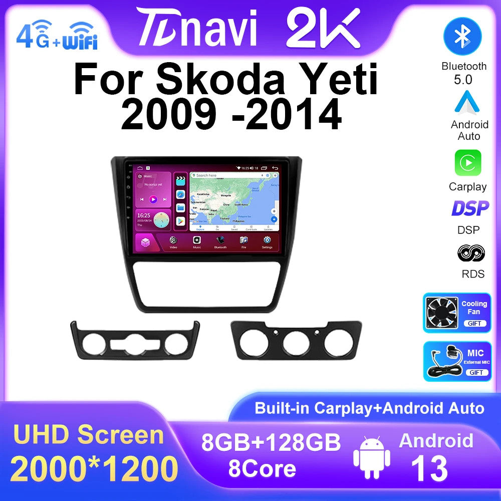for SKODA Yeti 5L 2009-14 Android Auto CarPlay Car Stereo Radio GPS Navi Screen