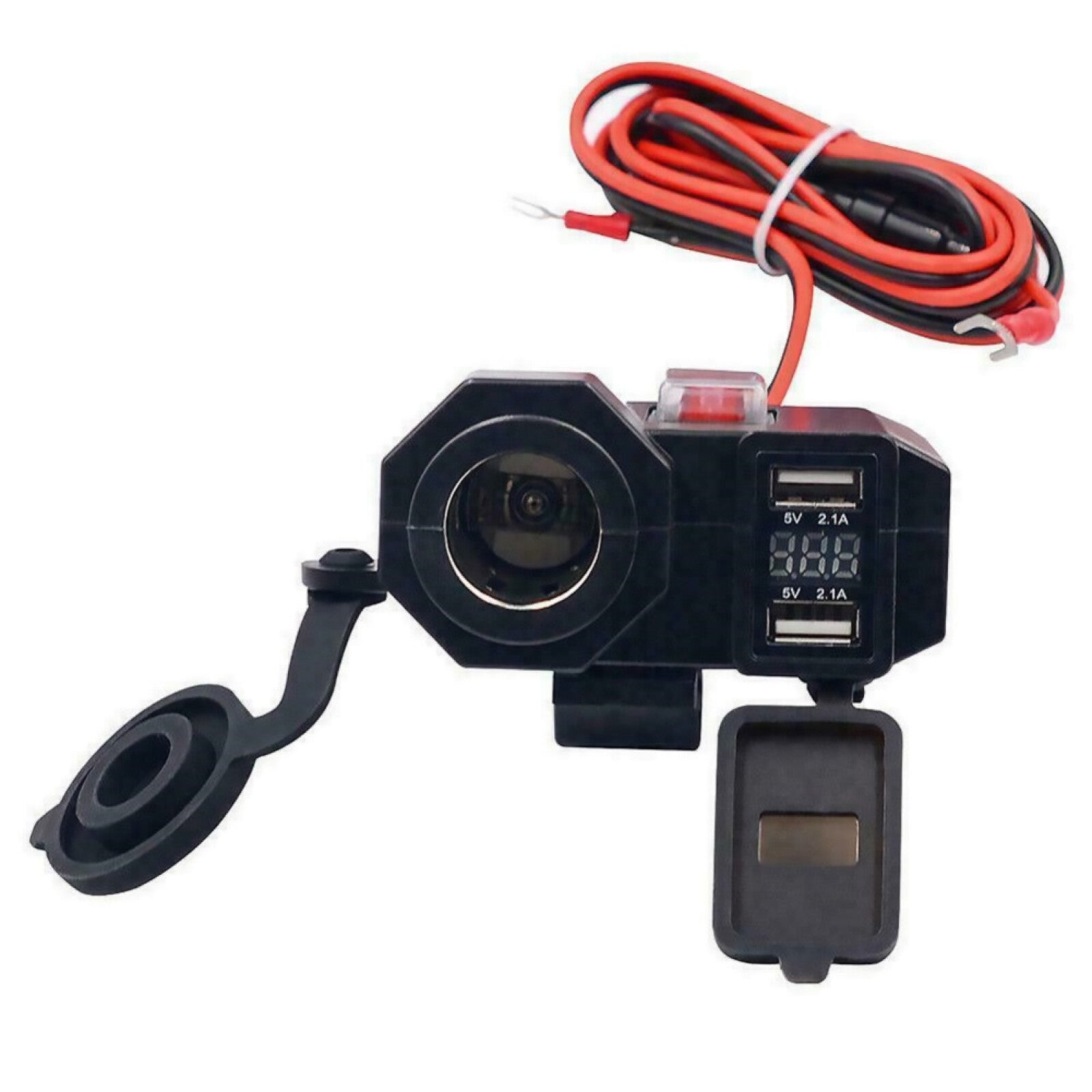 Motorcycle Cigarette Lighter 12V Dual USB Charger LED Digital Voltmeter Socket G