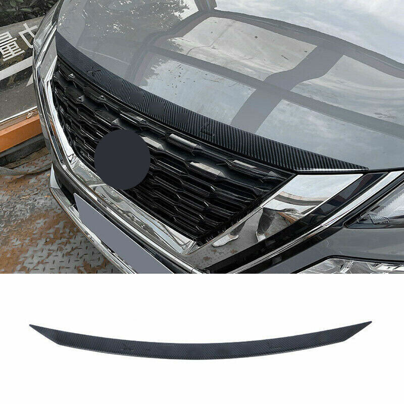 for Nissan Rogue X-Trail 2021-23 Carbon ABS Front Engine Hood Molding Strip Trim