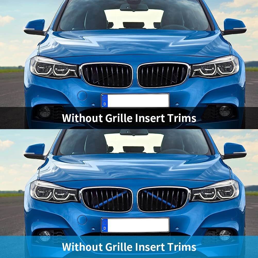2x Blue Front V Brace Grill Trim Strips Cover Fit for BMW 1 2 3 4 Series F20 F30